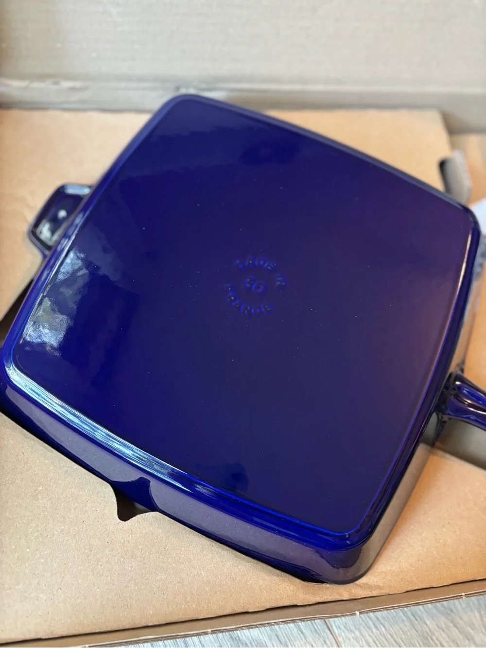 Staub Enameled Cast Iron 12 Inch Square Grill Pan Dark Blue Navy NIB France